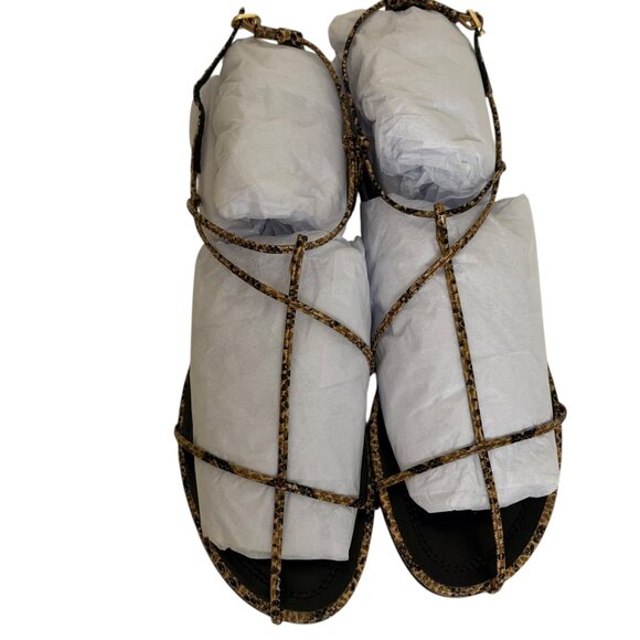 Jeffrey Campbell Trawl Sandals Flats Shoes Beige Black Snake 6.5 NIB - Picture 6 of 10